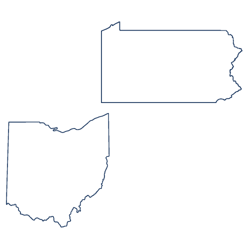Ohio and Pennsylvania state outlines